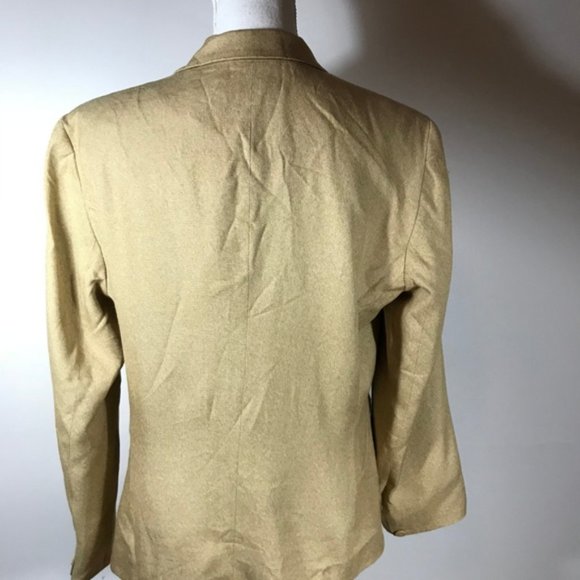 Emanuel Ungaro Tan Silk Wool Boyfriend Blazer Vtg - Picture 2 of 5